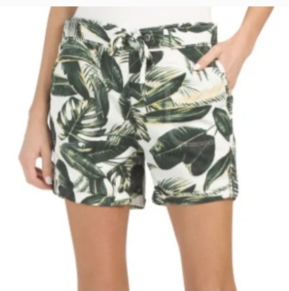 🌿5/$25 New Purple&More Medium Linen Cotton Hawaiian Plam Leaf Green Nwt - Picture 11 of 11